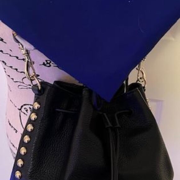 Rebecca Minkoff Bucket Shoulder Bag Studded Leather Black Dust Bag Like New - Picture 10 of 13